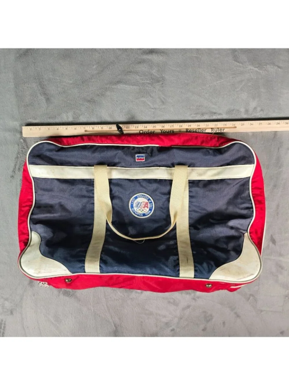 Distressed Vintage 1980s Levi's USA Olympics 1984 Duffel Travel Bag (M/L)